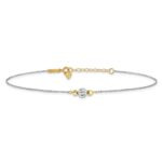 14K Two-tone Chain and Diamond-cut Beads Plus Extender - Total Anklet - Image 3