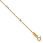 14k Two-tone Cable Chain Mirror Beads 8-Station Plus Extender - Total Anklet