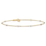 14k Two-tone Cable Chain Mirror Beads 8-Station Plus Extender - Total Anklet - Image 3