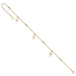 14k Diamond-cut 3 Cross Dangles and Beads Plus Extender - Total Anklet - Image 7