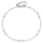 14K Tri-color Oval Link 5-Station Plus Extender - Total Anklet - Image 4