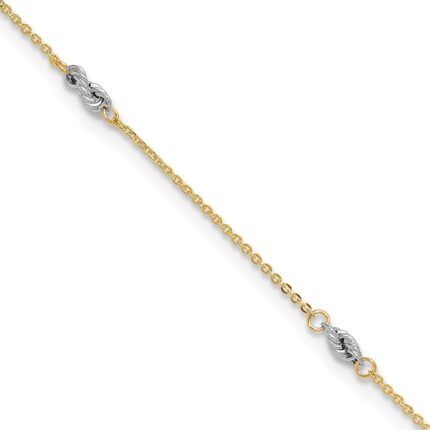 14K Two-tone Fancy Twist 5-Station Plus Extender - Total Anklet
