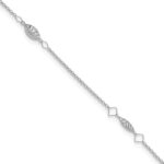 14K White Gold Diamond-cut Rice Puff Beads 4-Station Plus Extender - Total Anklet