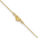 14k Polished Diamond-cut Triple Puffed Hearts Plus Extender - Total Anklet