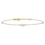14k Two-tone Diamond-cut Triple Puffed Hearts Plus Extender - Total Anklet - Image 3