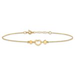 14k Polished Open Heart Plus 0.Extender - Total 10.Anklet - Image 3