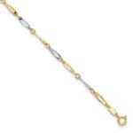 14k Two-Tone Polished Oval Twist Link Plus Extender - Total Anklet