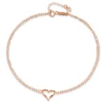 14k Rose Gold Double Strand Chain Twisted Heart Plus Extender - Total Anklet - Image 4