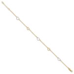 14K Two-tone Polished Open Hearts 5-Station Plus Extender - Total Anklet - Image 2