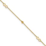 14K Polished Infinity and Beads Plus Extender - Total Anklet