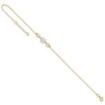 14K Two-tone Polished Three Cut-out Flowers Plus Extender - Total Anklet - Image 7