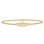 14k Polished Filigree Heart and Bismark Chain Anklet - Image 3