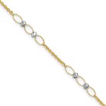 14k Two-tone Oval Links and Mirror Beads Plus Extender - Total Anklet