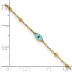 14k Diamond-cut Bead Stations Blue Glass Evil Eye Plus Extender - Total Anklet - Image 6