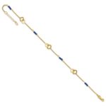 14k Polished Blue Spinel Beads and Squares Plus Extender - Total Anklet - Image 5
