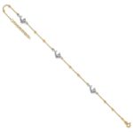 14K Two-tone Beads and Three Dolphins Plus Extender - Total Anklet - Image 5