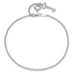 14k White Gold Cable Chain with Puffed Heart and Key Dangle Plus Extender - Total Anklet - Image 5