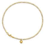 14k Figaro Link Chain with Dangling Puffed Heart Anklet - Image 4