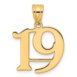 14k Polished Number 19 Pendant