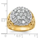 IBGoodman 14k Two-tone Men's Polished Filigree 2 Carat AA Quality Diamond Cluster Ring - Image 3