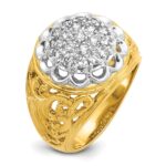 IBGoodman 10k Two-tone Men's Polished Filigree 1 Carat AA Quality Diamond Round Cluster Ring Mounting - Image 6