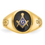 IBGoodman 10k Men's Polished and Grooved with Oval Onyx Blue Lodge Master Masonic Ring - Image 4