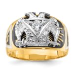 IBGoodman 14k Two-tone Men's Polished and Textured 32nd Degree Scottish Rite Masonic Ring Mounting