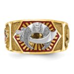IBGoodman 10k Two-tone Men's Polished and Textured with Multi-color Enamel Masonic Shriner's Ring - Image 4