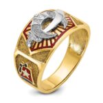 IBGoodman 10k Two-tone Men's Polished and Textured with Multi-color Enamel Masonic Shriner's Ring - Image 6