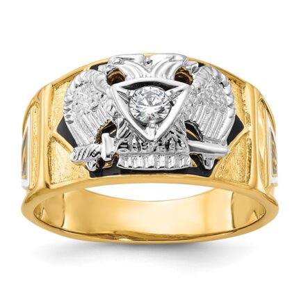 IBGoodman 14k Two-tone Men's Polished and Textured 32nd Degree Scottish Rite Masonic Ring Mounting