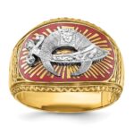 IBGoodman 14k Two-tone Men's Polished and Textured with Multi-color Enamel Masonic Shriner's Ring