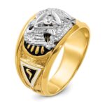 IBGoodman 10k Two-tone Men's Polished and Textured with Black and White Enameled and Diamond 32nd Degree Scottish Rite Masonic Ring - Image 7