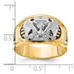 IBGoodman 14k Two-tone Men's Polished and Textured with Black and White Enameled and Diamond 32nd Degree Scottish Rite Masonic Ring - Image 8