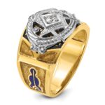 IBGoodman 14k Two-tone Men's Polished and Textured with Blue and Black Enamel Diamond Blue Lodge Master Masonic Ring - Image 8