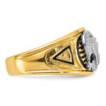 IBGoodman 10k Two-tone Men's Polished and Textured with Black Enamel and Diamond 32nd Degree Scottish Rite Masonic Ring - Image 7