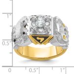 IBGoodman 10k Two-tone Men's Polished and Textured with Multi-color Enamel and Diamond Double Eagle Masonic Shriner's Ring - Image 8