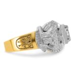 IBGoodman 10k Two-tone Men's Polished and Textured with Multi-color Enamel and Diamond Double Eagle Masonic Shriner's Ring - Image 7