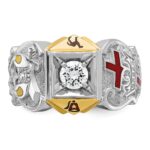 IBGoodman 14k Two-tone Men's Polished and Textured with Multi-color Enamel and Diamond Knights Templar Masonic Shriner's Ring - Image 4