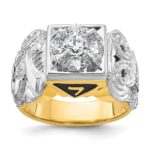 IBGoodman 14k Two-tone Men's Polished and Textured Double Eagle Masonic Shriner's Ring Mounting