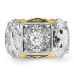 IBGoodman 14k Two-tone Men's Polished and Textured Double Eagle Masonic Shriner's Ring Mounting - Image 6