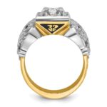 IBGoodman 14k Two-tone Men's Polished and Textured with Black Enamel and Diamond 32nd Degree Scottish Rite Masonic Ring - Image 2