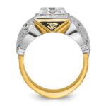 IBGoodman 14k Two-tone Men's Polished and Textured with Black Enamel and Diamond 32nd Degree Scottish Rite Masonic Ring - Image 2