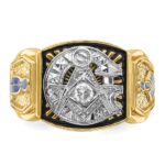 IBGoodman 14k Two-tone Men's Polished and Textured Blue Lodge Master Masonic Ring Mounting - Image 4
