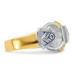 IBGoodman 14k Two-tone Men's Polished and Textured with Blue Enamel and Diamond Blue Lodge Master Masonic Ring - Image 3