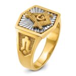 IBGoodman 10k Two-tone Men's Polished and Textured Sun Ray Blue Lodge Master Masonic Ring - Image 6