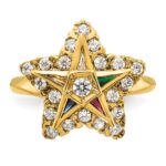 IBGoodman 10k Women's Polished Multi-color CZ and A Quality Diamond Eastern Star Masonic Ring - Image 4