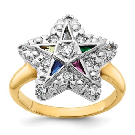 IBGoodman 10k Two-tone Women's Polished and Beaded Eastern Star Masonic Ring Mounting
