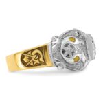 IBGoodman 14k Two-tone Men's Polished and Textured with Black Enamel and Diamond Double Eagle Masonic Shriner's Ring - Image 9