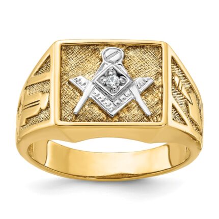 IBGoodman 10k Men's Polished and Textured Blue Lodge Master Masonic Ring Mounting