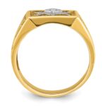 IBGoodman 14k with White Rhodium Men's Polished and Textured Diamond Blue Lodge Master Masonic Ring - Image 2